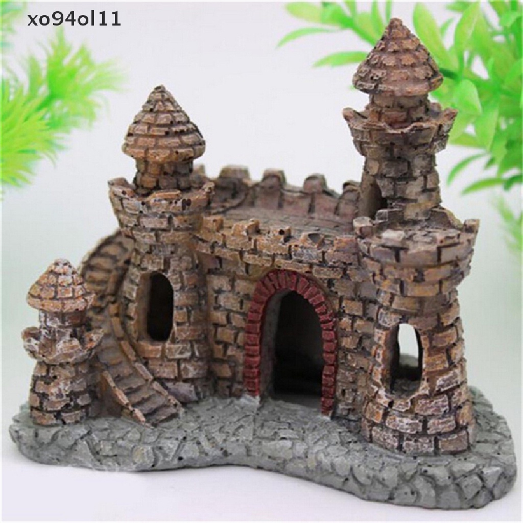 Xo Polyresin Tower Castle Aquarium Ornamen Aksesoris Dekorasi Ikan New OL