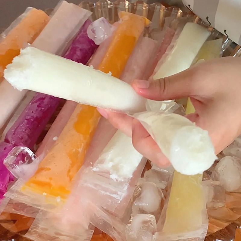 20pcs/set Kantong Freezer Ice Pop Sekali Pakai Dengan Corong/Kantong Zip-Lock Pembuat Yogurt Buah Homemade DIY