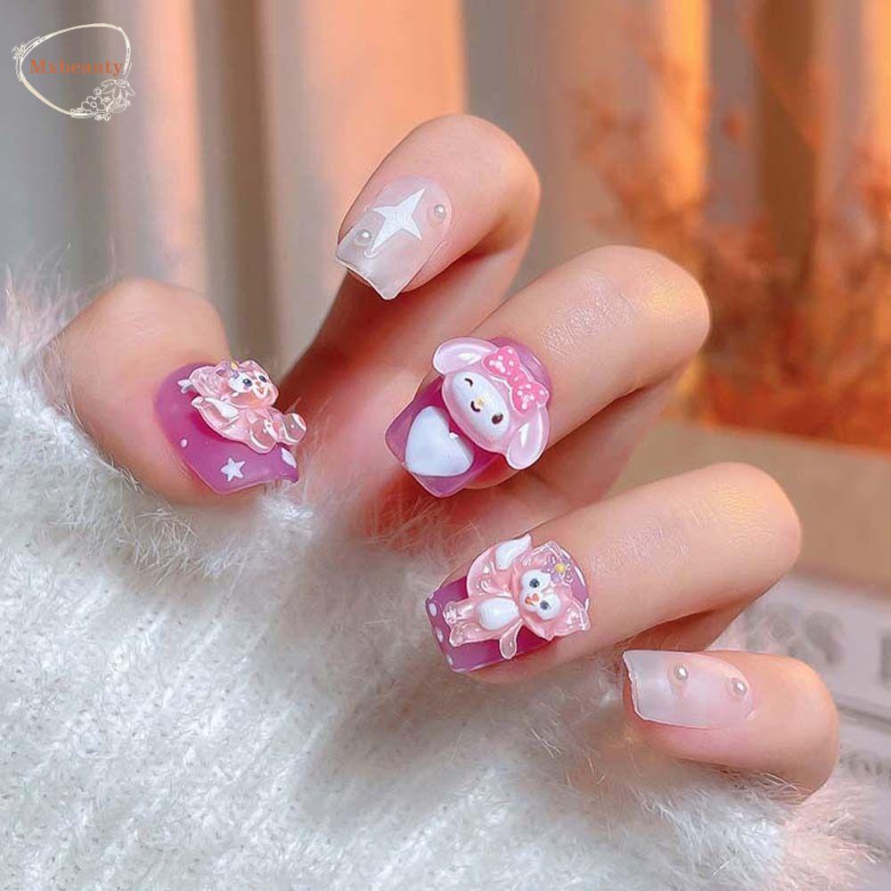 Mxbeauty Kartun Dekorasi Kuku Anjing Jepang Kuromi Kitty Kucing Strawberry Bear Manicure Aksesoris Hiasan Kuku 3D Nail Art Drills