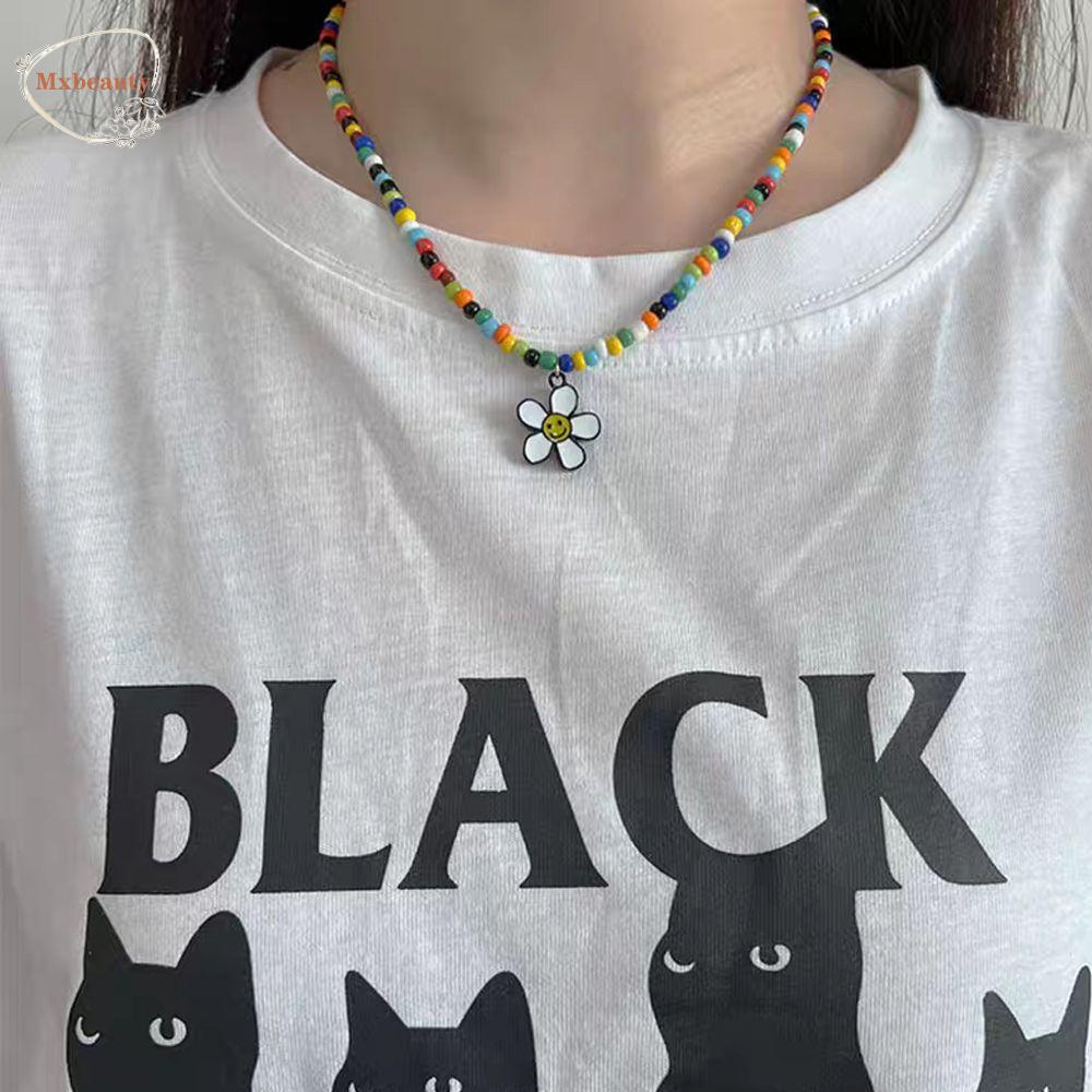 Mxbeauty Bunga Matahari Flower Kalung Trendi Kerah Rantai Geometris Resin Gaya Bohemian Senyum Perempuan Gadis Wanita Rantai Klavikula