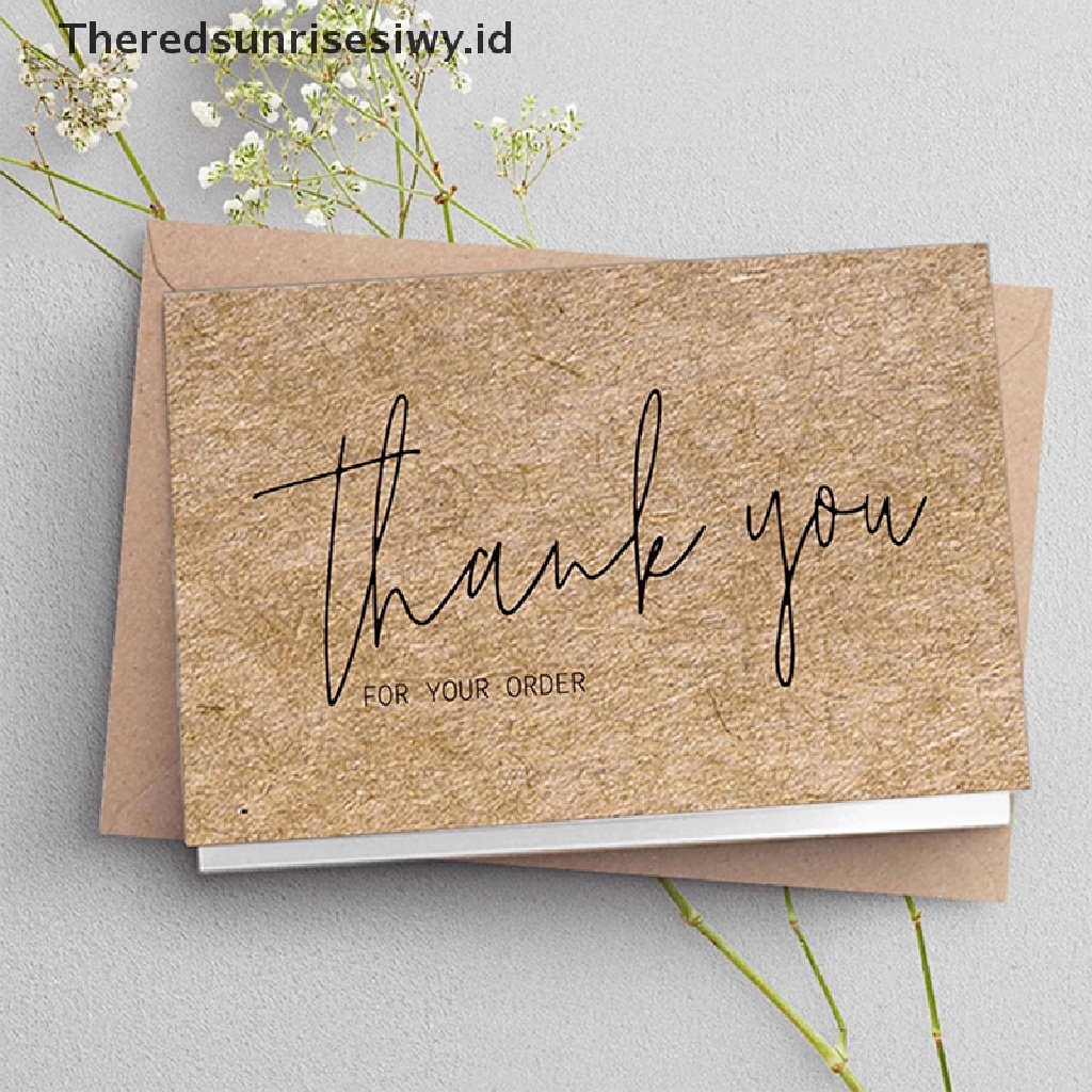 # Kado Mom &amp; PAPA DIY # 50pcs Kartu Natural Kraft Paper Thank You For Your Order Card Untuk Dekorasi~