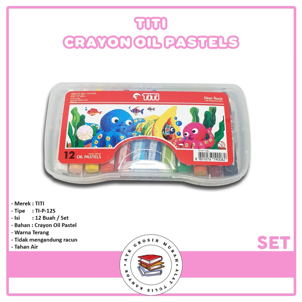 

TITI- Krayon Minyak Oil Pastel 12 Color TI-P-12S -Set