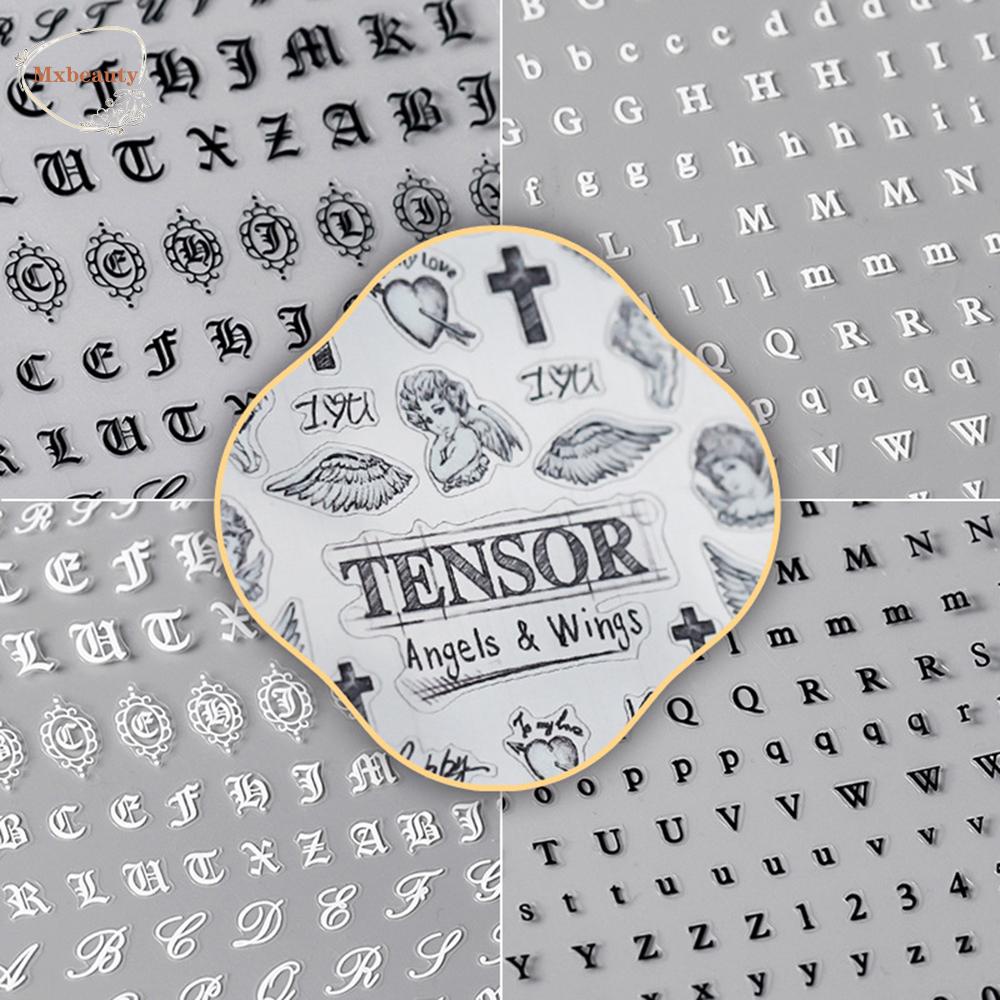 Mxbeauty Stiker Kuku Motif Ukir Huruf Romawi 5D Untuk Dekorasi Nail Art DIY