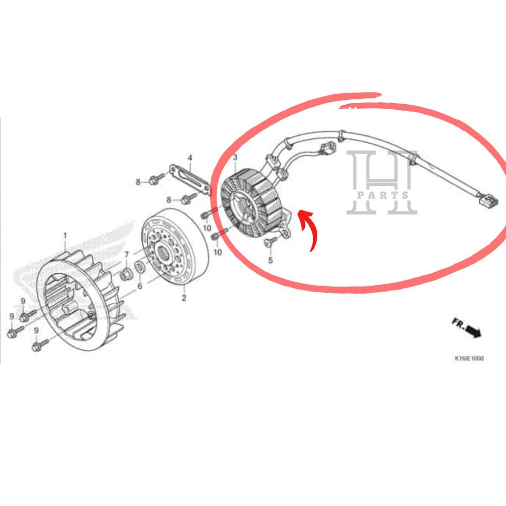 SEPUL SPULL SPUL CKP STATOR COMP SCOOPY FI STARTER HALUS RING 14 K16R 31220-K16-A41 ASLI ORIGINAL AHM HGP HONDA