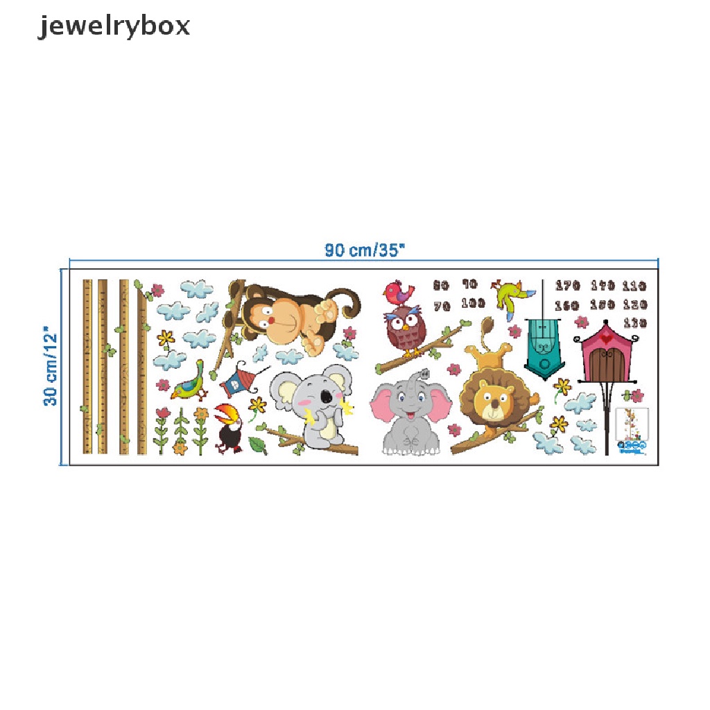 [jewelrybox] Kartun Hewan Gajah Singa Pengukur Tinggi Badan Dinding er Untuk Dekorasi Kamar Anak Butik