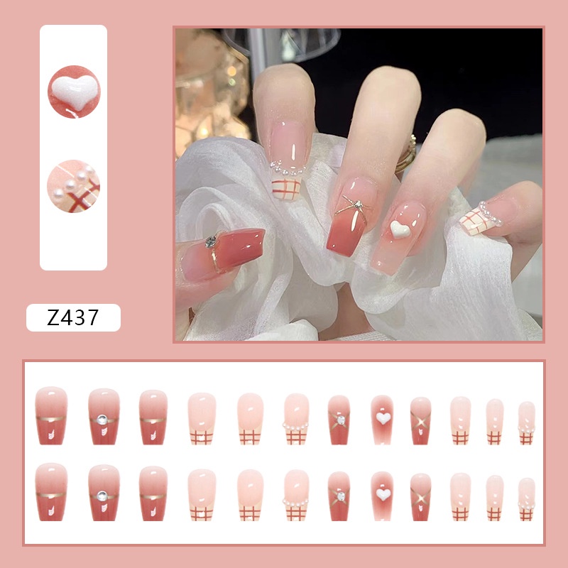 24 Pcs Panjang Balet Frosted Kuku Palsu Tempel Matte Fake Nail Dengan Lem Tekan Pada Kuku