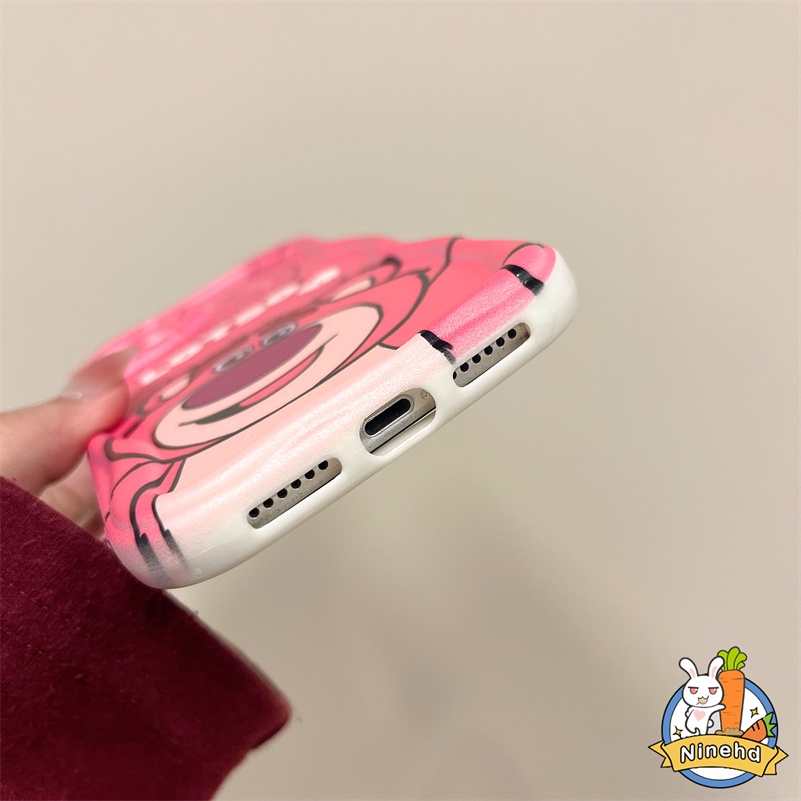 IPHONE Casing Kompatibel Untuk Iphone14 13 12 11 Pro Max X Xr Xs Max8 7 6 6s Plus SE 2020 Strawberry Bear Pasangan Lucu Casing Ponsel Perlindungan Lensa Penuh Shockproof Silikon Soft Case Cover