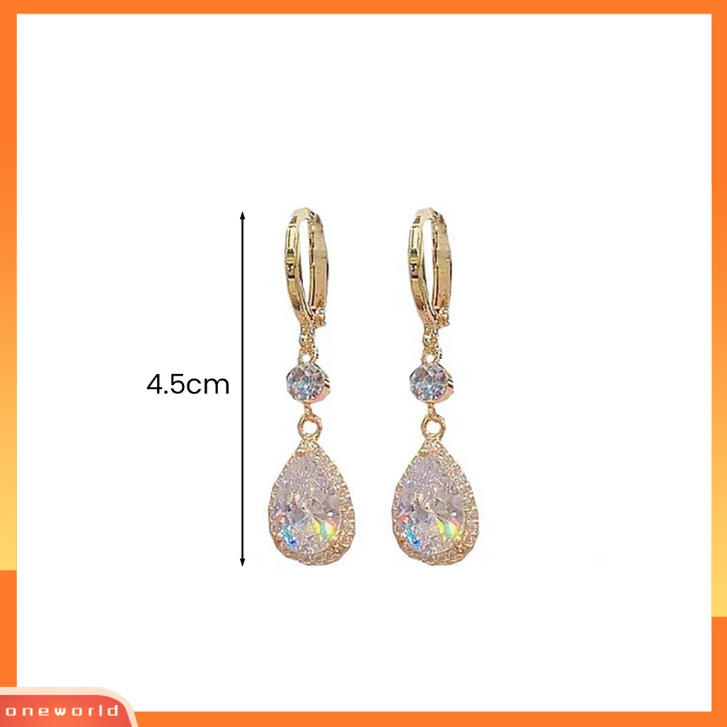 [EONE] 1pasang Menjuntai Anting-Anting Tetesan Air Liontin Elegan Emas Hypoallergenic Berkilau Berlian Imitasi Wanita Anting-Anting Fashion Perhiasan