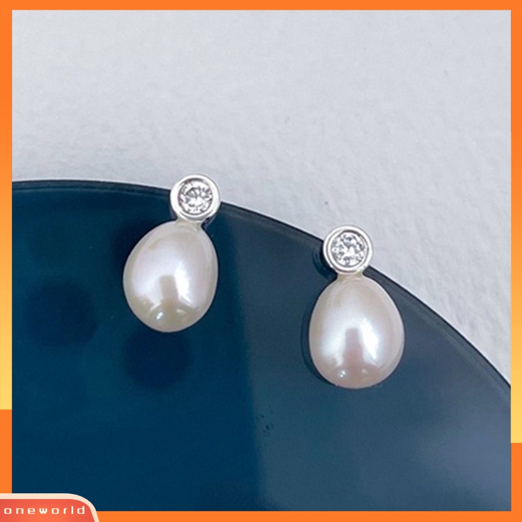 [EONE] 1pasang Drop Earrings Dipoles Elektroplating Geometris Gloss Tinggi Tidak Luntur Hias Mewah Simulasi-Mutiara Faux Kristal Stud Earrings Pakaian Sehari-Hari