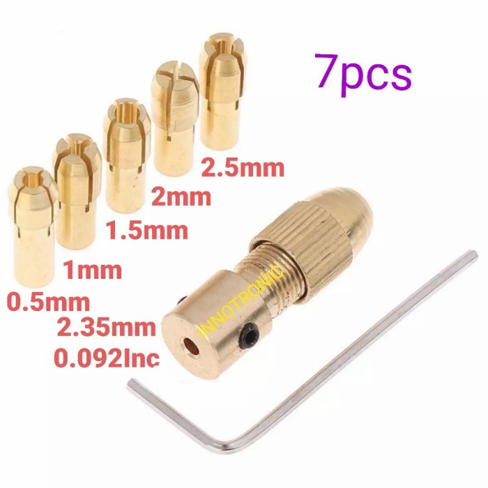 7Pcs 2.35mm 0.5/1/1.5/2/2.5mm Drill Bit Collet & Drill Chuck