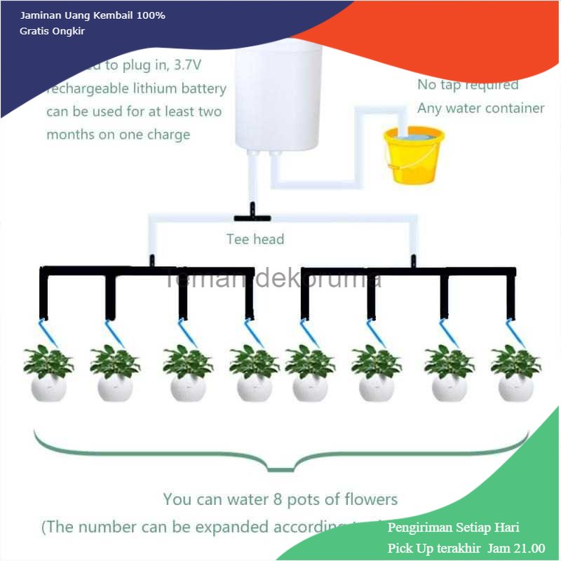 TD - RTG Arulla Alat Penyiram Tanaman Otomatis Timer Flower Watering 8 Head - AR8H