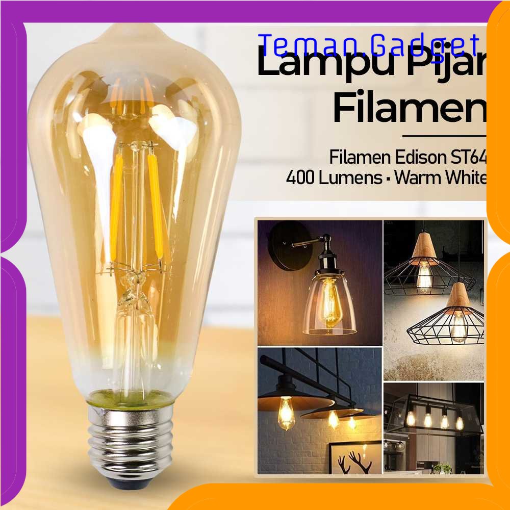 TG - LMP GUANGWEISHI Lampu Bohlam Pijar Filamen Edison E27 Dimmable 220V 4W - ST64