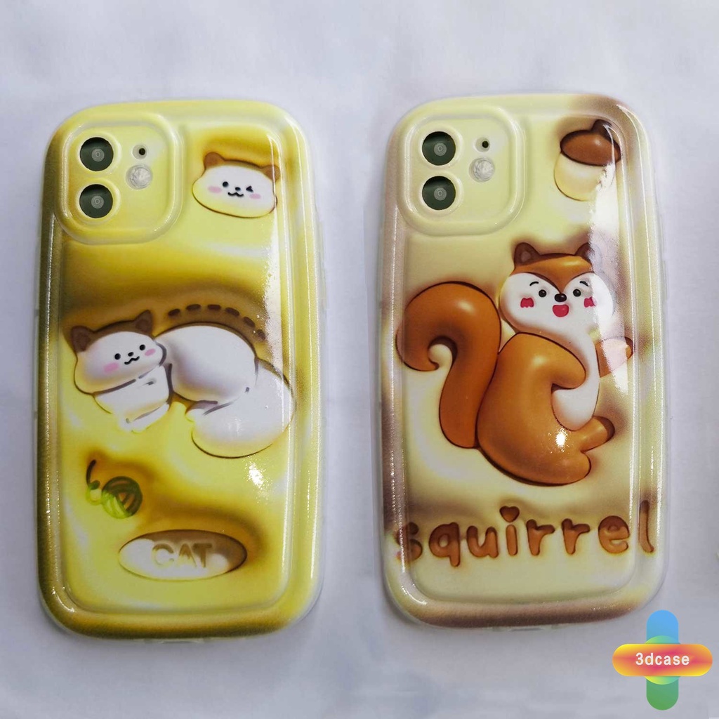 Casing Samsung A22 A52 A13 A14 A32 A12 A03 A04 A04S A03S A23 A50 A02S A20 A50S A30S A52S A30 M12 M22 M32 A125 A13 Lie A14 LTE A037F F12 M04 M10S M02S A025 A205 A305 F02S Y22S Y20I Y12S Y17 Y15 Cartoon  Squirrel Camera Lens Protection Soap Case