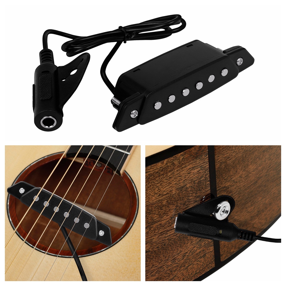 Pick Up Gitar Senar Baja Tanpa Meninju Magnet Lubang Suara Pickup Gitar Akustik Dengan Pin Ekor Output Audio