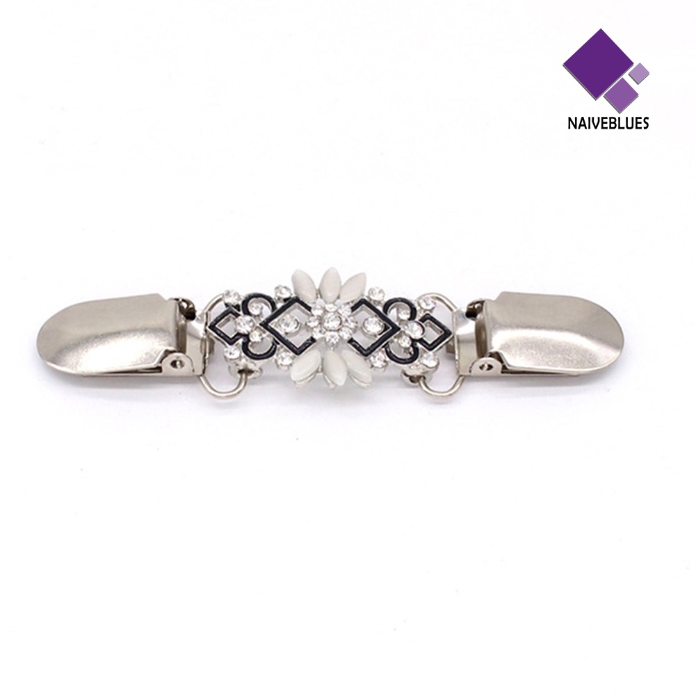 &lt; Naiveblues &gt; Fashion Wanita Rhinestones Bertatahkan Cardigan Sweater Blouse Bebek Klip Jepit Gesper