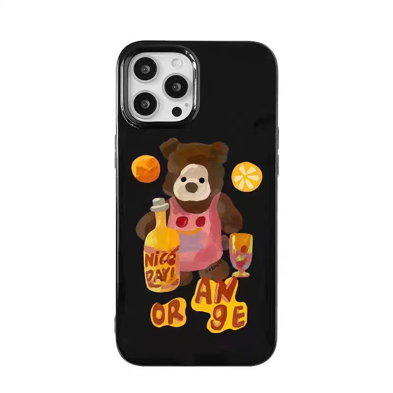 Cocok Untuk Iphone14 Pro Max Casing Ponsel iPhone Hitam Glossy TPU Soft Phone Case Kamera Perlindungan Tahan Guncangan Gaya Sederhana Kompatibel Dengan iPhone 13 13pro 13prm iPhone 11 7Plus 8Plus Xr XS 12 Pro Max Casing Ponsel