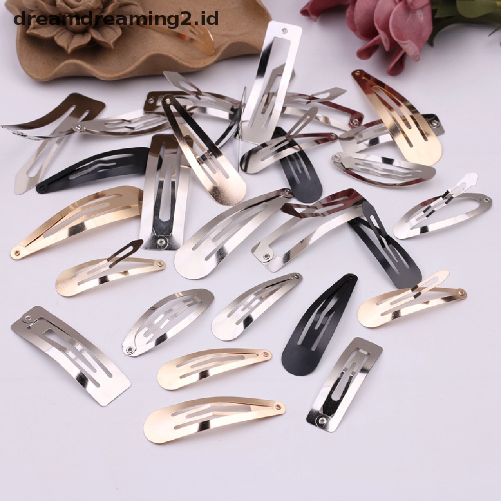 (dream) 50pcs Klip Rambut Logam Sederhana Perak Emas Hitam Klip BB Diy Handmade Gadis Hiasan Kepala Aksesoris Barette Jepit Pin//