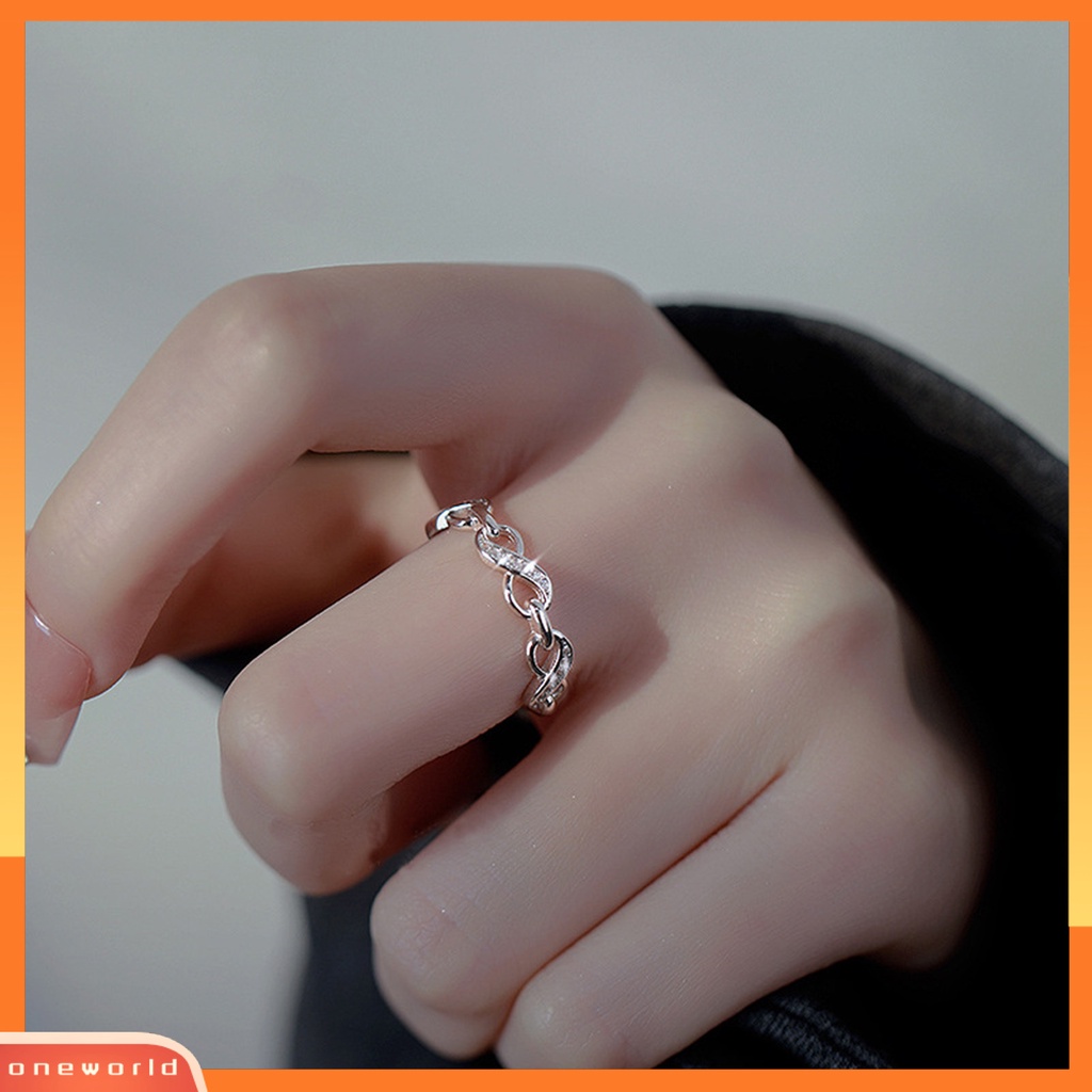 [EONE] Wanita Cincin Berongga-out Berlian Imitasi Mengkilap Hias Berkilau Pembukaan Yang Dapat Disesuaikan Dekoratif Hadiah Nomor8 Infinity Cinta Jari Cincin Perhiasan Fashion Untuk Hari Kasih Sayang