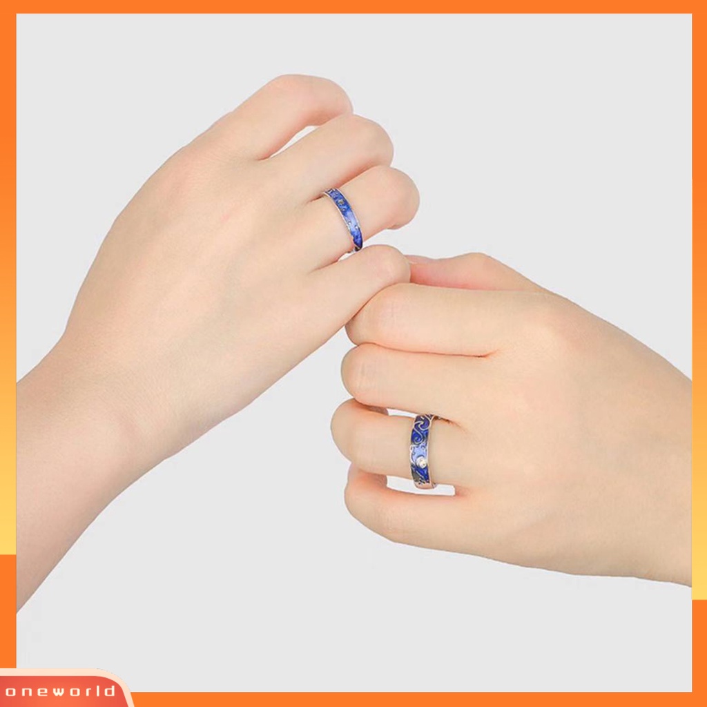 [EONE] 1pc Lover Ring Simple Style Silver Plated Geometric Adjustable Opening Design Dress Up Hadiah Anniversary Pria Wanita Langit Berbintang Cincin Jari Pasangan Perhiasan Aksesori Busana