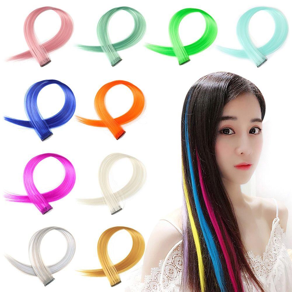 Lily Rambut Palsu Pesta Natal Wanita Anak Gadis Lurus Sintetis Hairpieces Clip in Synthetic Hair Wig Hair Extension Piece Hair Extensions Rambut Ekstensi