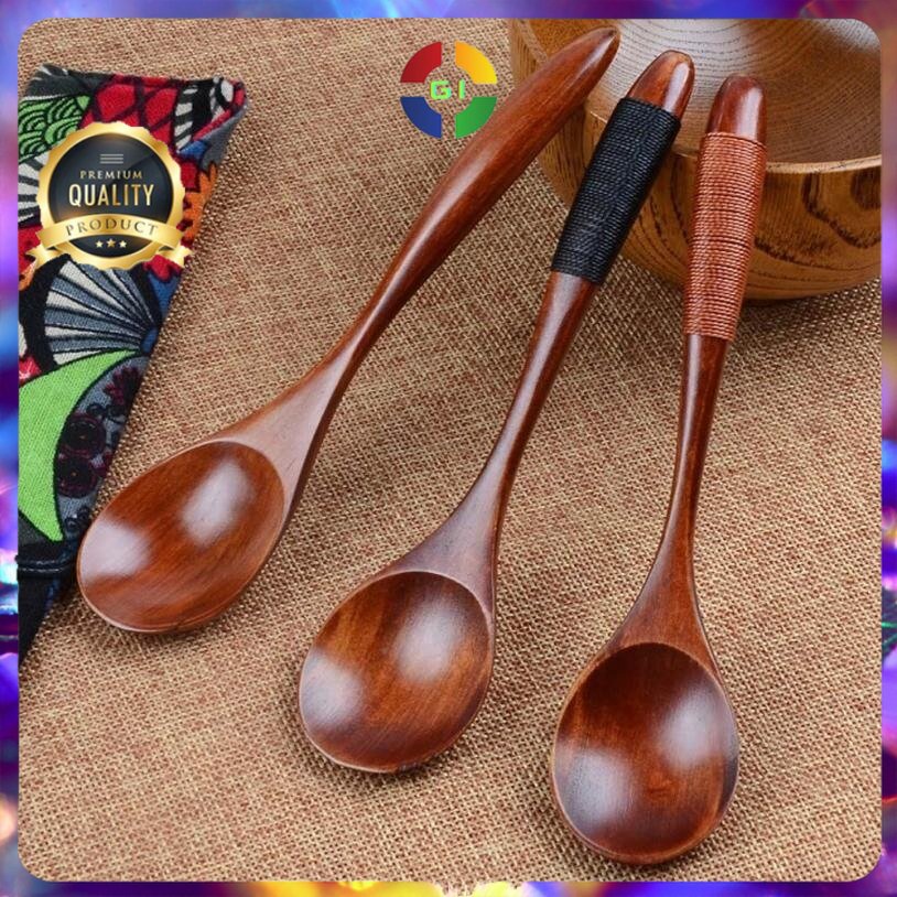 Sendok Makan Centong Sayur Bahan Kayu Wooden Spoon Brown