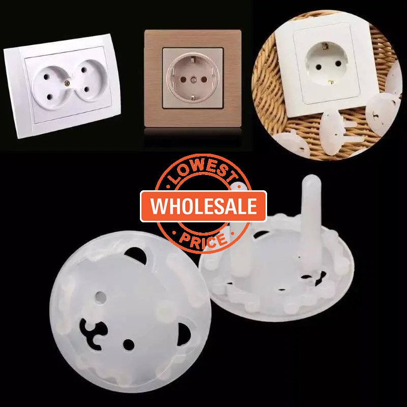 [Harga Grosir] [Unggulan] 4Pcs 2-lubang Plug Safety Protection Cover Bear Power Socket Plug Pelindung Case Plug Rotate Lid EU Electric Security Locks Kids Child Safety Guard