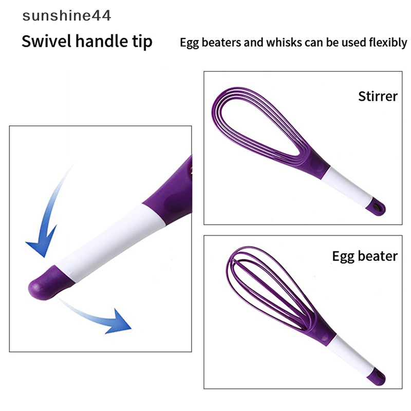 Sunshine Collapsible 2-In-1 Balloon/Flat Whisk Pengocok Telur Manual Foldable Egg Frother ID