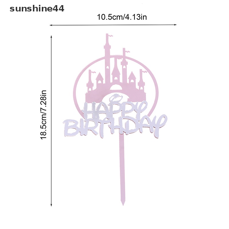 Sunshine 1Pc Double Layer Akrilik Dreaming Cantik Castle Happy Birthday Cake Topper ID