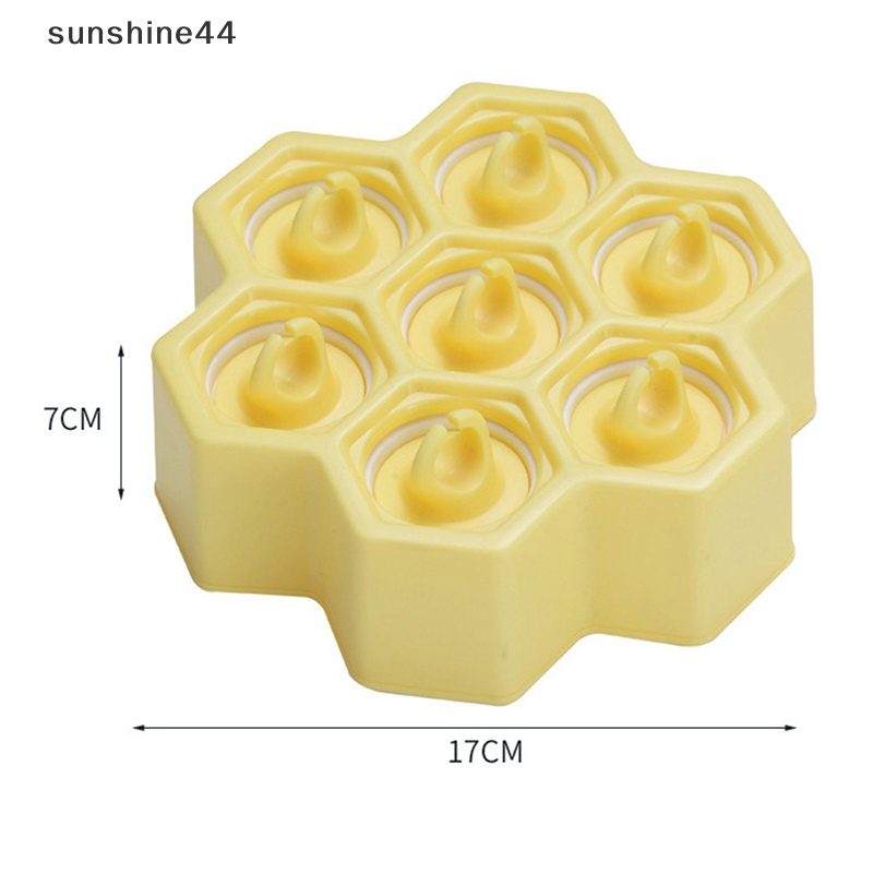 Sunshine 7rongga Honeycomb Cetakan Es Krim Silikon Ice Cream Ball Maker Dengan Handle ID