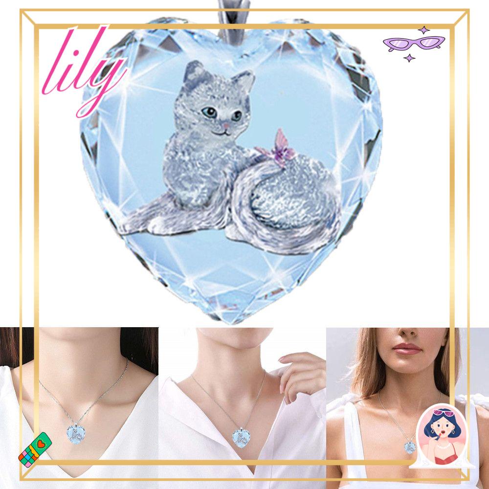 Lily Kalung Wanita Hadiah Pesta Kalung Hewan Liontin Motif Kucing