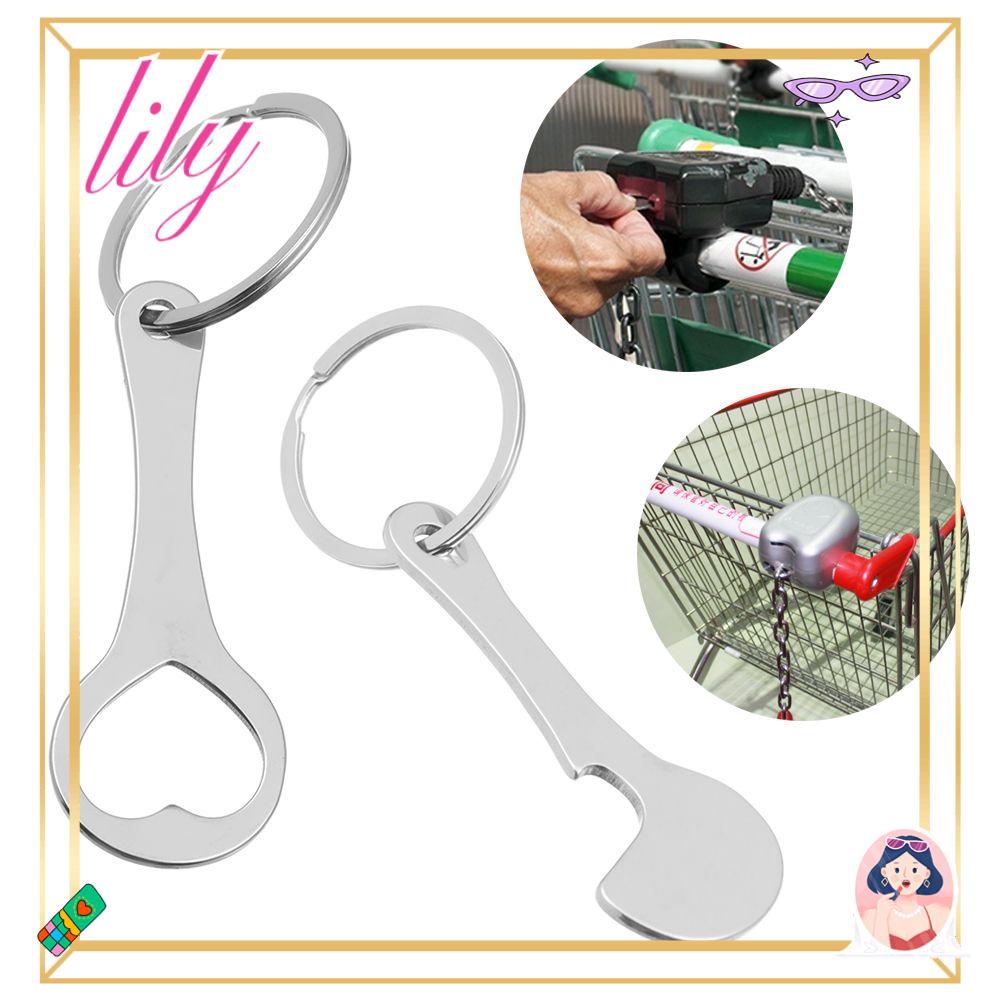 Lily 2pcs Keranjang Belanja Token Hadiah Aksesoris Keyring Gantungan Kunci Logam