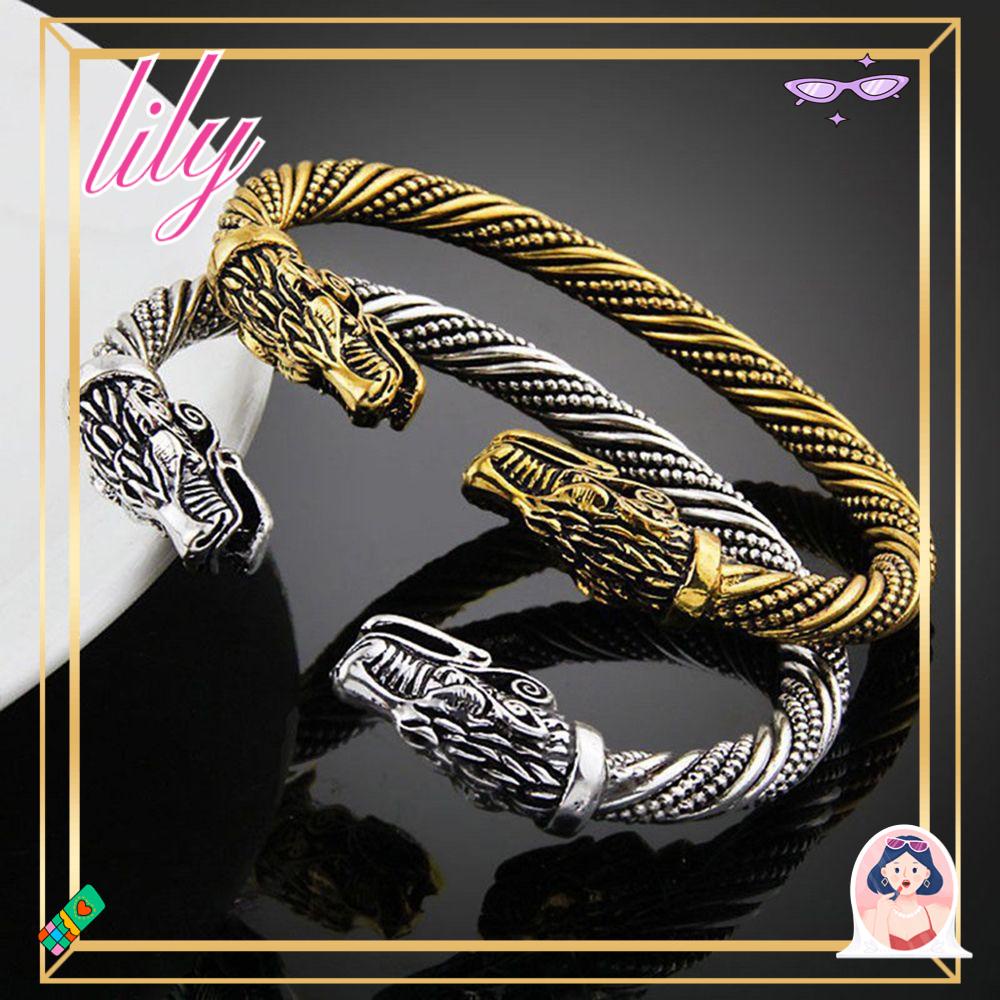 Lily Cuff Gelang Retro Ornamen Perhiasan Logam Gelang Tali Putar