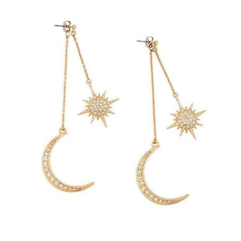 Mxbeauty Anting Bulan Bintang Shiny Golden Trendy Bohemian Berlebihan Anting Gaya Korea Klasik