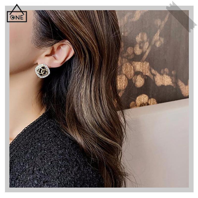 COD❤️Anting pin perak S925 dengan Huruf zirkonia Anting pejantan berdesain persegi-A.one