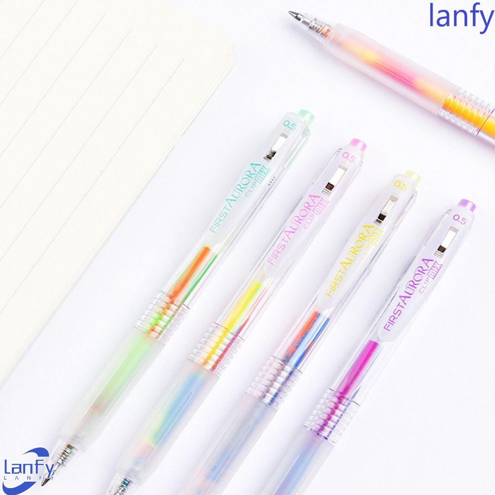 Lanfy Press Gradien Gel Pen Kreatif Kawaii Album Scrapbooking Siswa Alat Tulis Warna-Warni Untuk Anak-Anak Anak Menulis Menggambar Pena