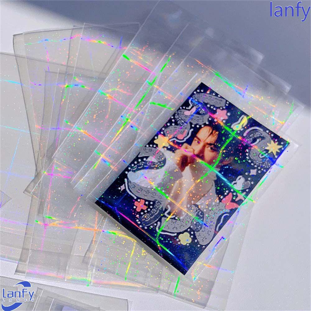 Lanfy 10pcs Cover Pelindung Kartu Laser Holografik Transparan