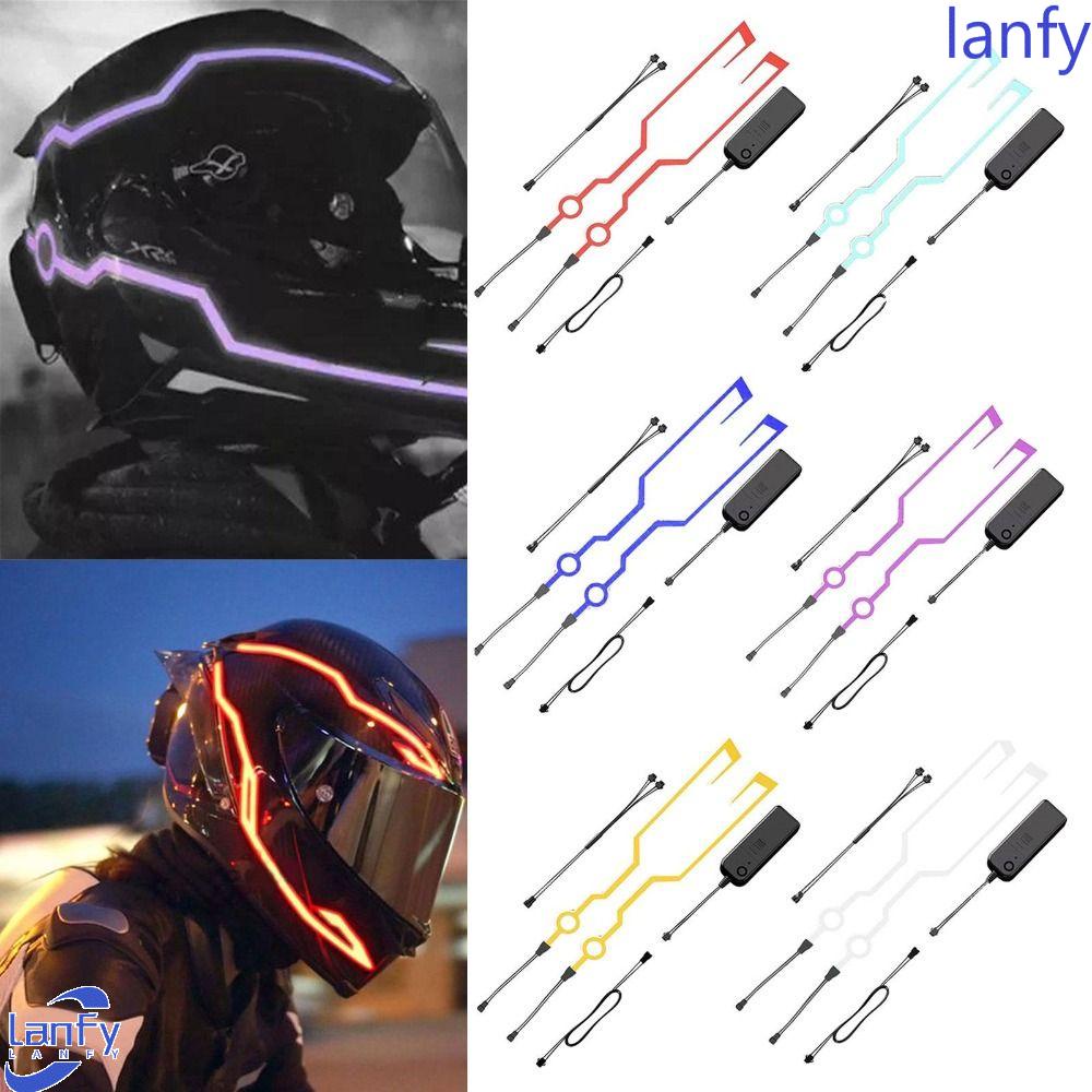 Lanfy Lampu Helm Motor Mode Tahan Lama Kedip Helm Led Strip Motor Cahaya Dingin Dimodifikasi Stiker Malam Lampu Peringatan Lampu Dekorasi Reflektor Film