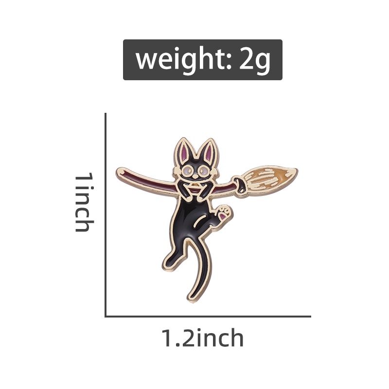 Lucu Penyihir JiJi Kucing Hitam Enamel Pin Kawaii Kartun Film Pin Bros Lencana Anime Perhiasan Hadiah Untuk Penggemar Teman