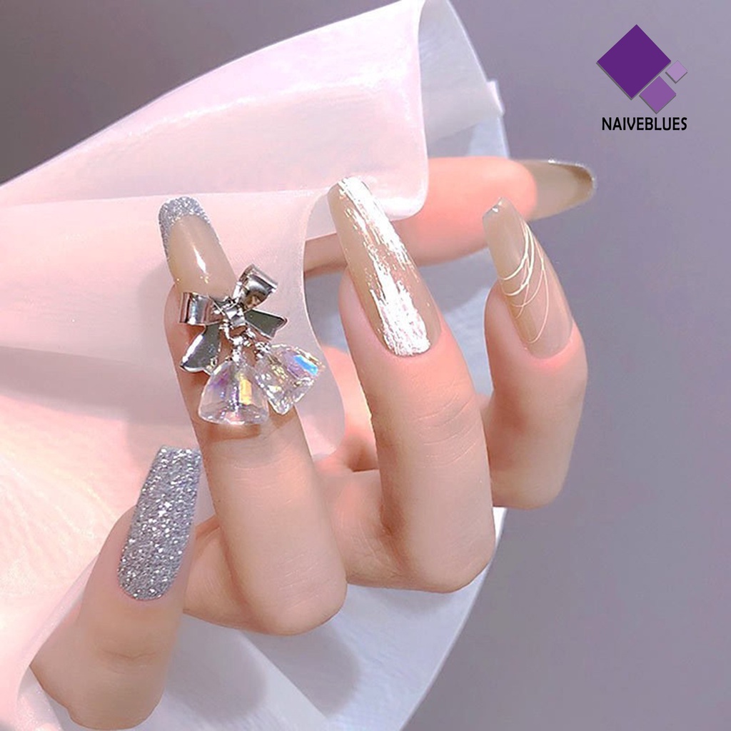 [naiveblues] Nail Bell Decor Pengerjaan Indah Busur-Simpul Transparan 3D Bell Nail Art Untuk Gadis