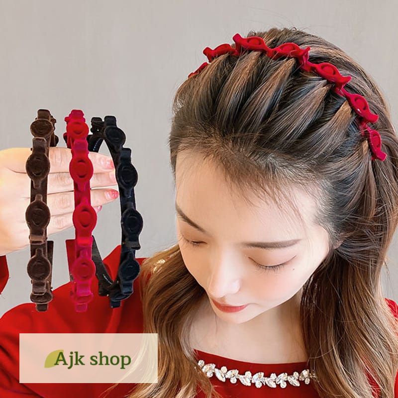 Bando Rambut 2in1 Jepit Beludru Premium Aksesoris Fashion Wanita Korea