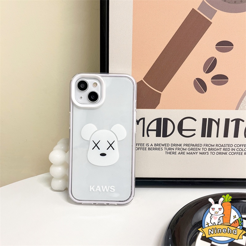 Realme C35 C33 C31 C30 C30s C21Y C25Y C25 C25s C20 C20A C17 C15 C12 C11 8 8i 5 5i 5s 6i 3in1 Casing Simple Putih Motif KAWS Perlindungan Transparan Bumper Tahan Guncangan Casing Ponsel