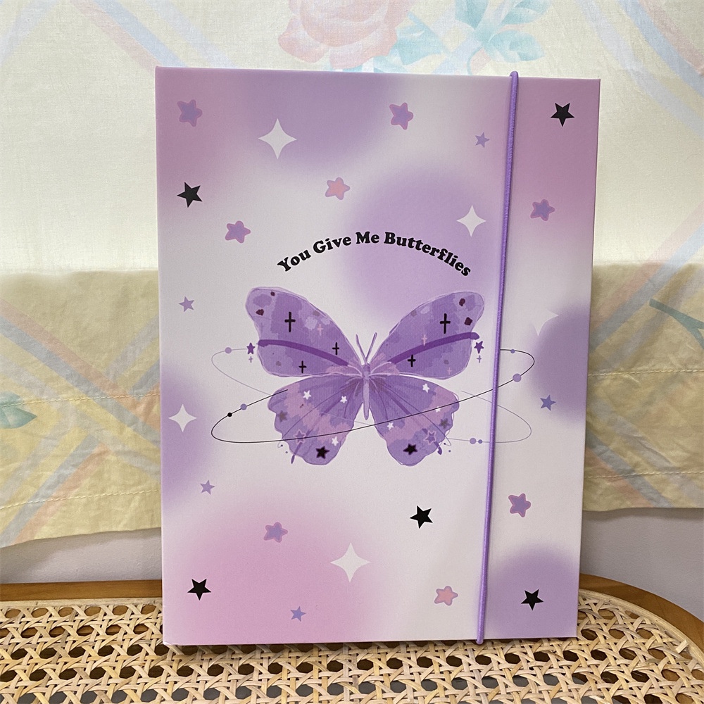 A5 Loose-leaf Puppy Butterfly Card Book Empat Istana Loose-leaf 10cm 16.6 cm Cinta Kacang Photocard Star Chasing Polaroid Buku Penyimpanan
