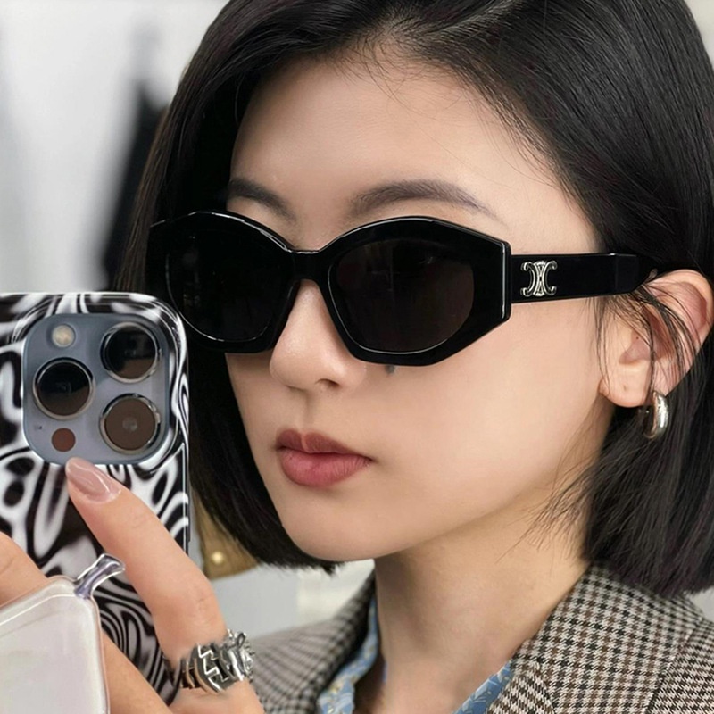 (YUZHU) Kacamata Poligonal Fashion Korea Kacamata Hitam Kerai Babes Fashion Baru