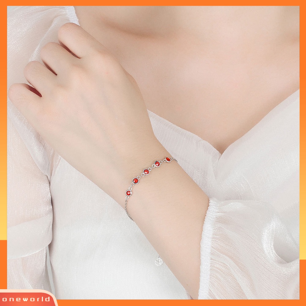 [EONE] Gelang Rantai Glittery 5manik Fashion Aksesoris Geometris Warna-Warni Berlian Imitasi Temperamen Gelang Untuk Pakaian Sehari-Hari
