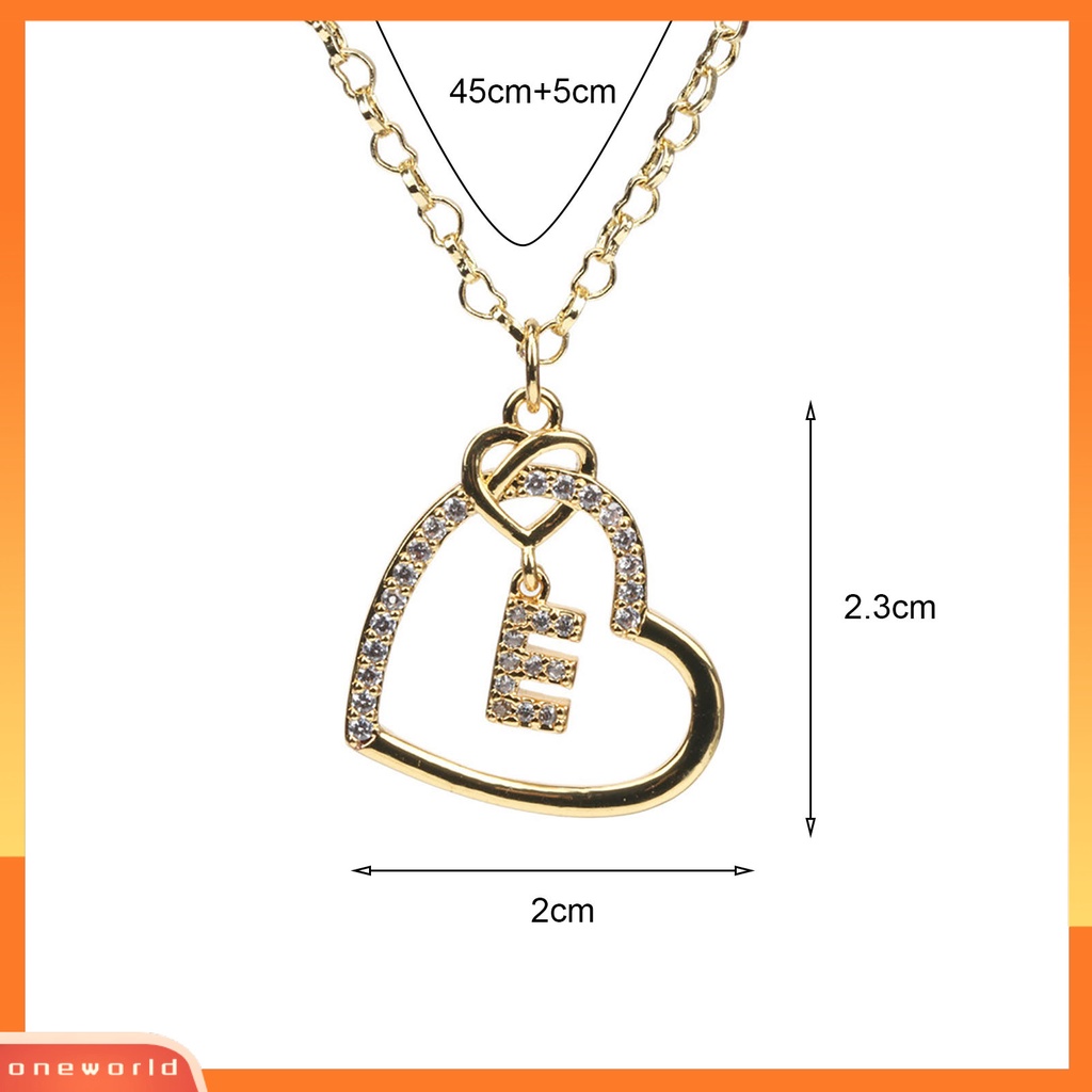 [EONE] Rantai Kalung Cubic Zirconia Alfabet Berbentuk Hati Liontin Geometris Leher Dekorasi Hypoallergenic Heart Pendant Initial Necklace Aksesori Pakaian