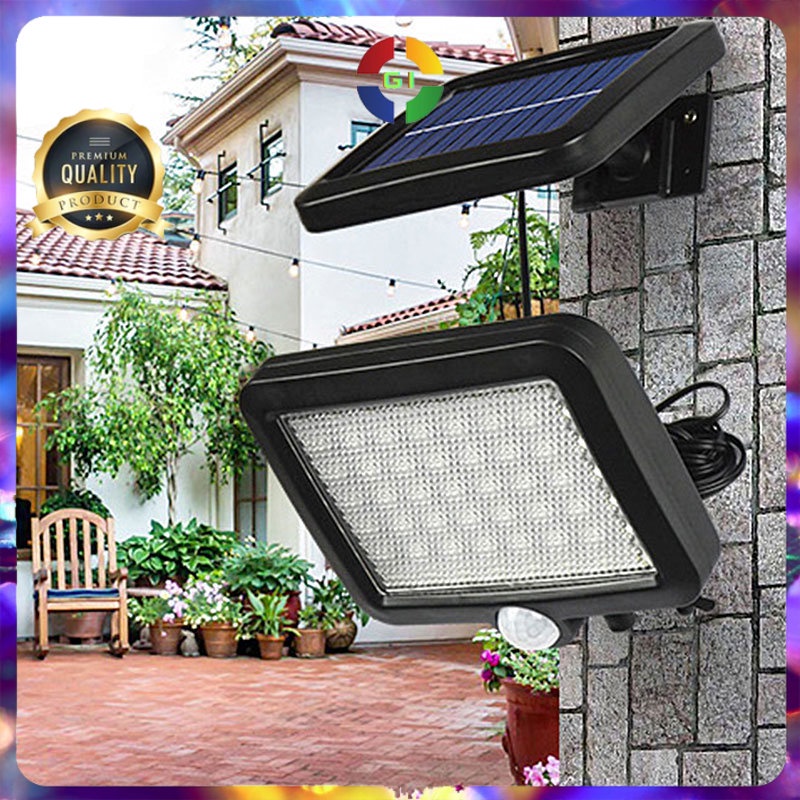 Lampu Dinding Solar Outdoor Sensor PIR Waterproof Cool White Black