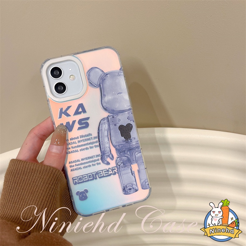 Casing iPhone Kaws Laser Transparan Kompatibel Untuk Iphone14 13 12 11 Pro Max X Xr Xs Max8 7 6 Plus SE 2020 Modis Anti Jatuh Shockproof Phone Case Soft Case Cover Pelindung