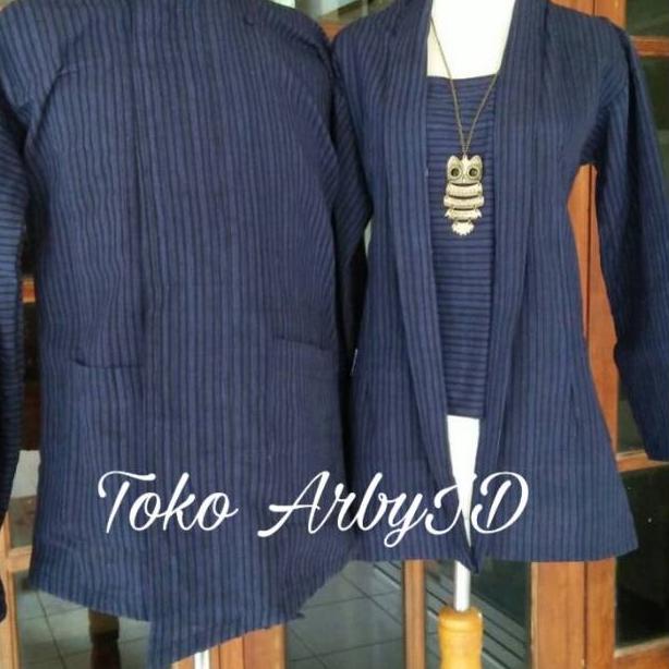 Lurik Stok Banyak Surjan lurik pria dan kebaya lurik wanita motif lurik biru| baju adat jawa khas so