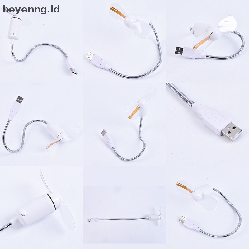 Beyen Pajangan Tangan Kipas USB Mini Gadget Portable Jam LED Fleksibel Keren Untuk Laptop PC ID