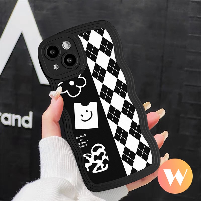 Case Galeri Seni Romantis Untuk Redmi 12C 10C 9A 9T 10 9 9C A1+A1 10A Note 11 9 10 10s 8 11 Pro 11s 9s POCO X3 NFC Pro M3 Mi 11T Pro Checkerboard Flower Smile Wavy Edge Soft Sarung